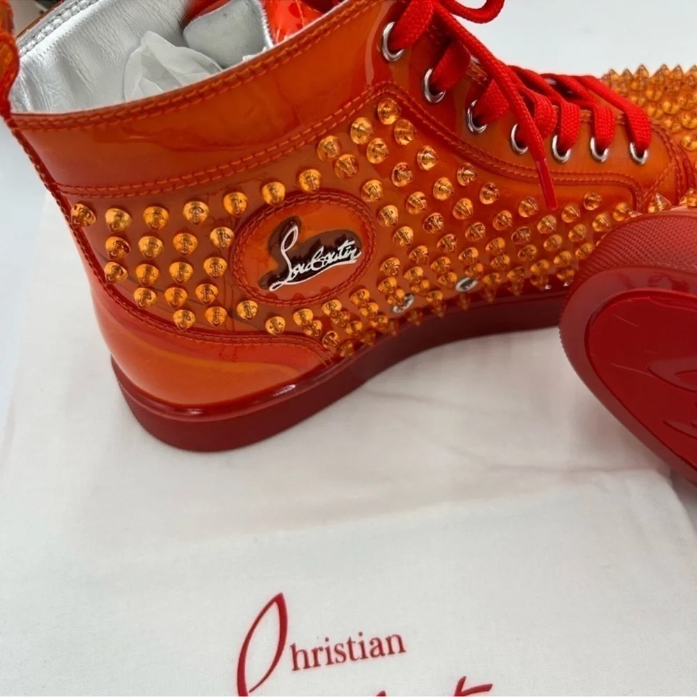 Men’s Christian Louboutin spike accent high top sneakers size 42 made in…